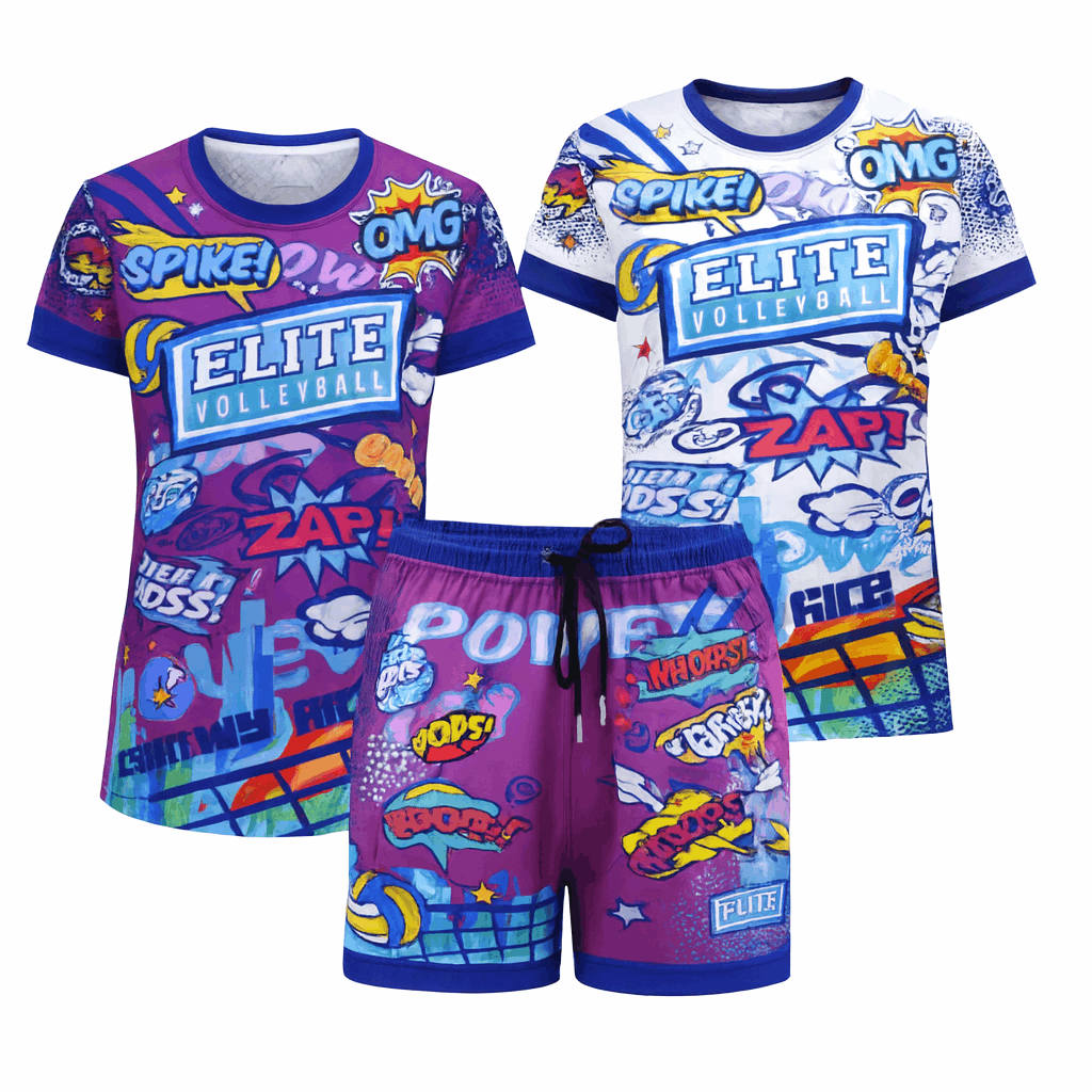 Colorful children's volleyball-themed outfit 