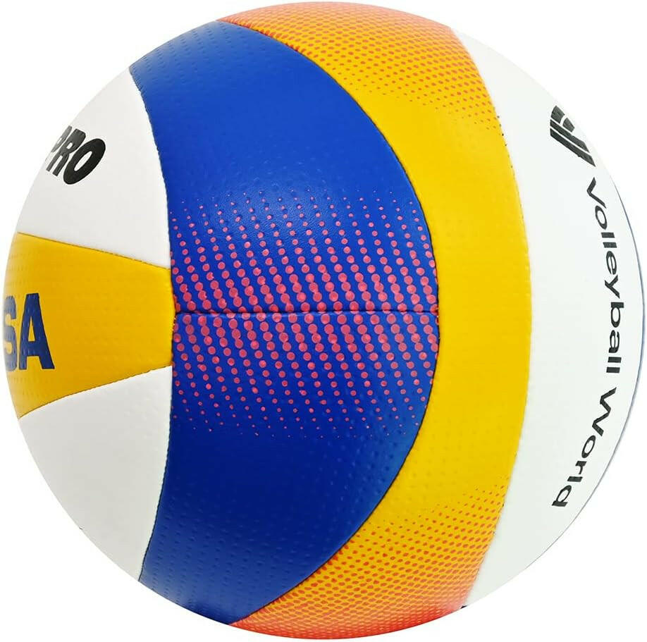 Mikasa Beach Pro volleyball with colorful design on a white background