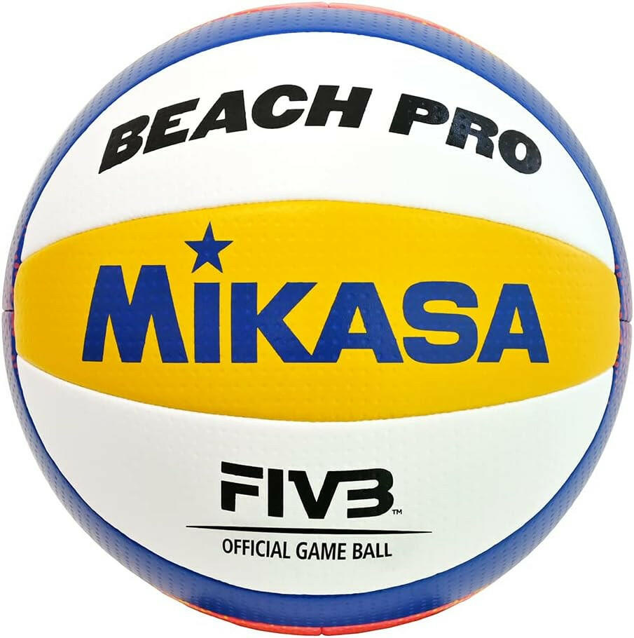 Mikasa Beach Pro volleyball with colorful design on a white background
