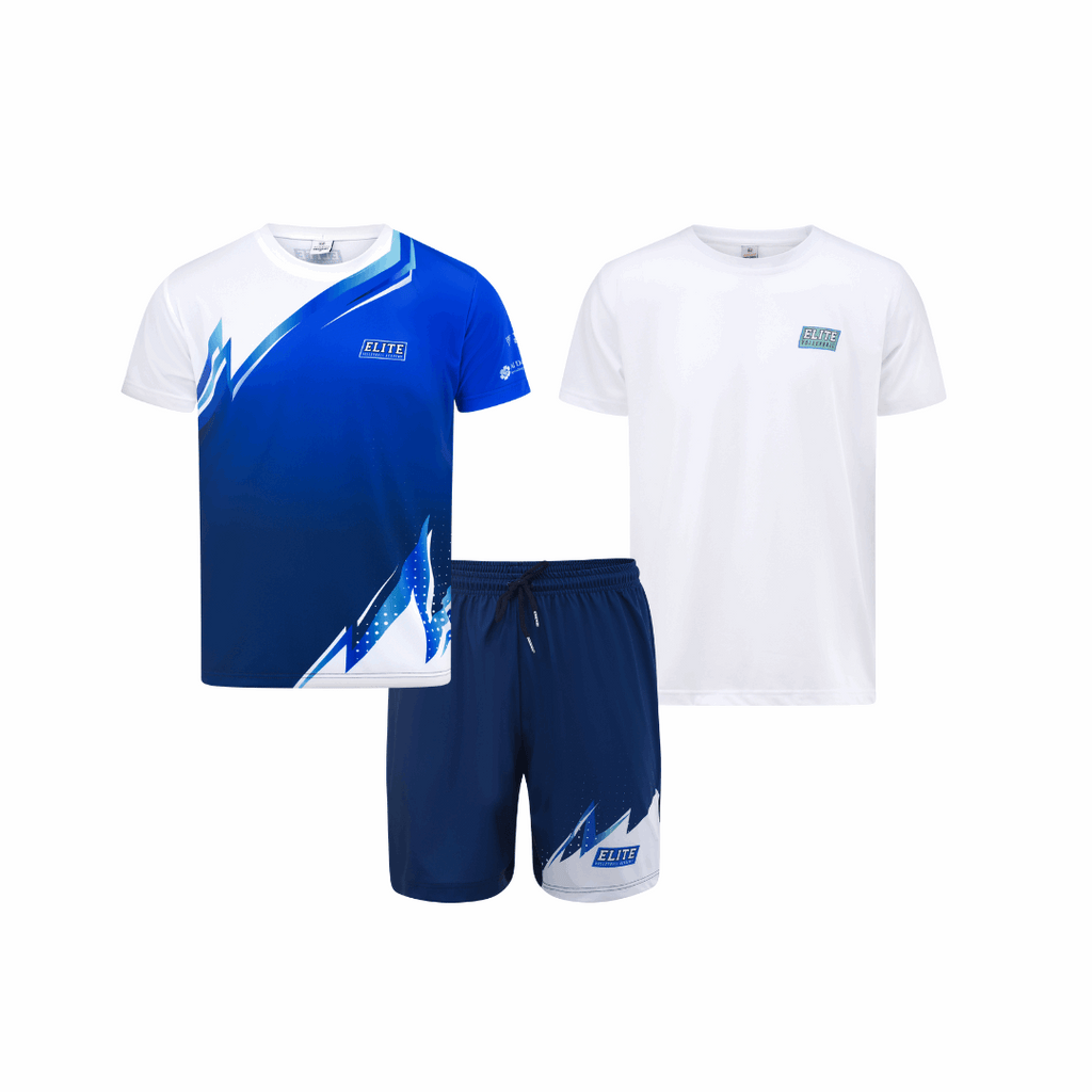 Blue and white sports outfit 